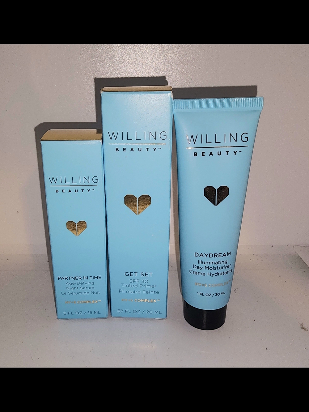 WILLING BEAUTY age defying night serum + SPF 30 tinted primer + day moisturizer